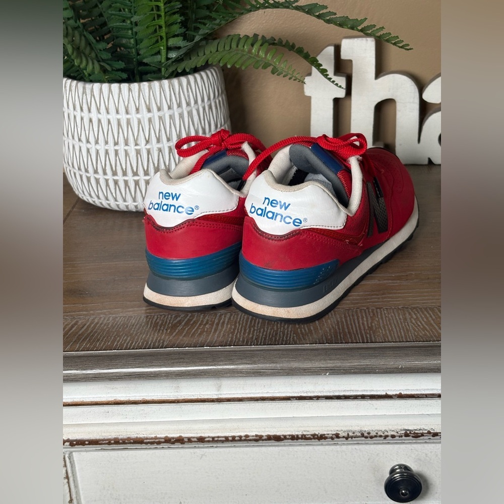 New Balance 574 Classics Paint Chip red and blue men's sneakers. Size 8.5 - Picture 8 of 11